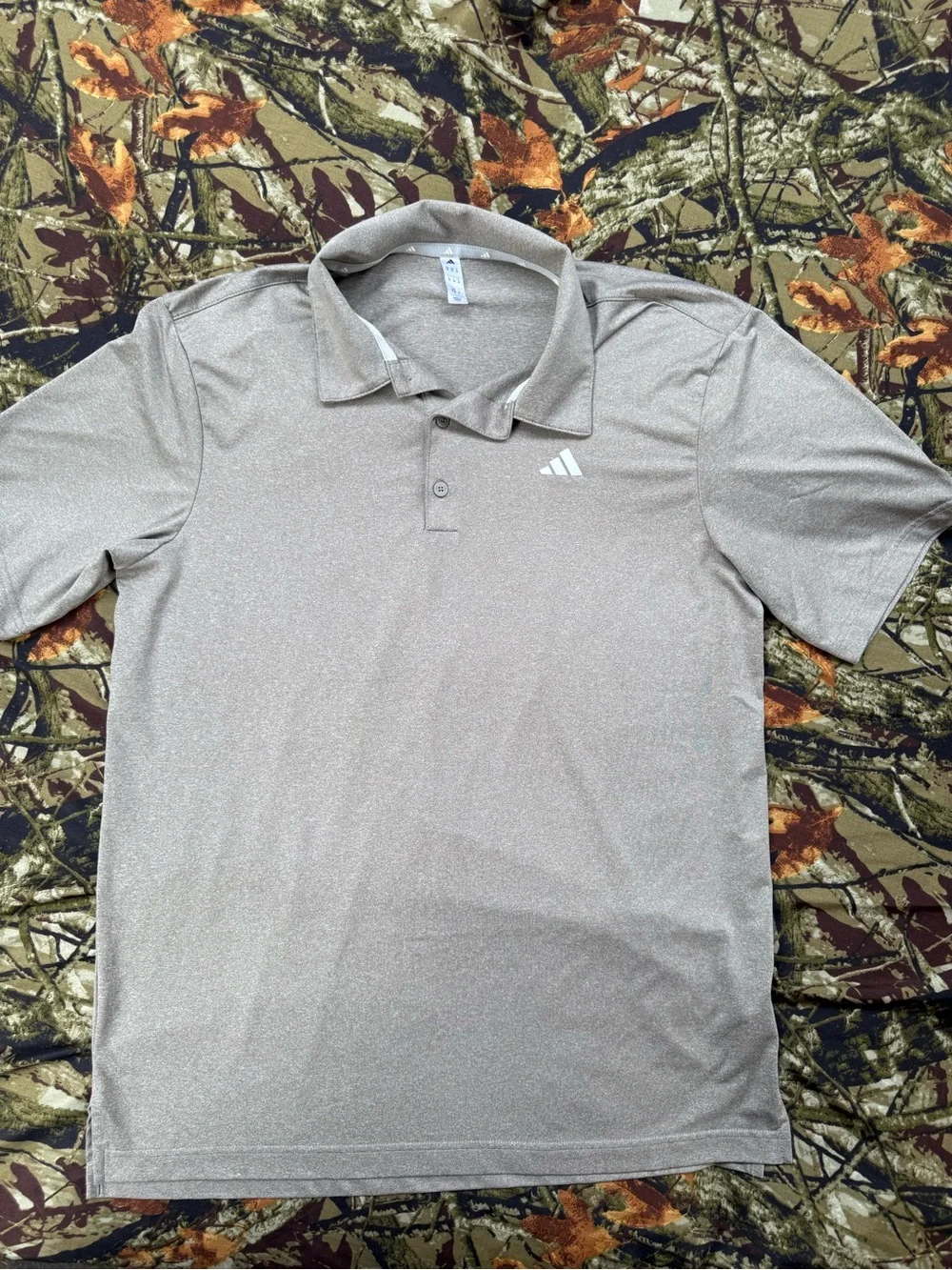 adidas Men's Heathered Gray Performance Golf Polo Shirt Size Medium